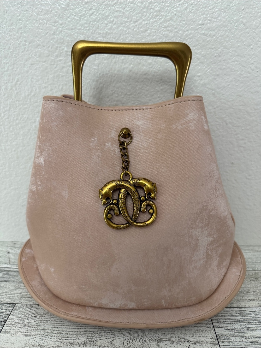 Sharif Blush Pink Sueded Leather Top-Handle Crossbody Bag